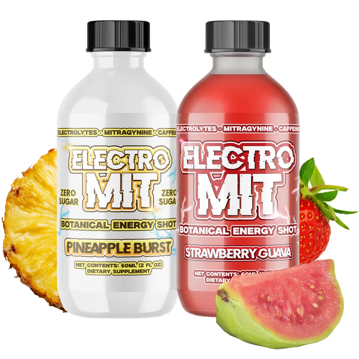 Electromit Pineapple Burst and Strawberry Guava botanical energy shots